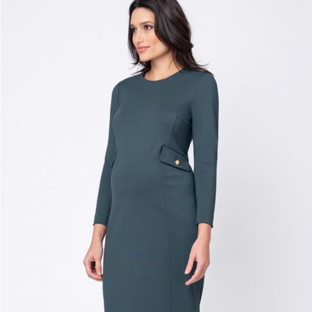 Seraphine forest Green maternity work dress